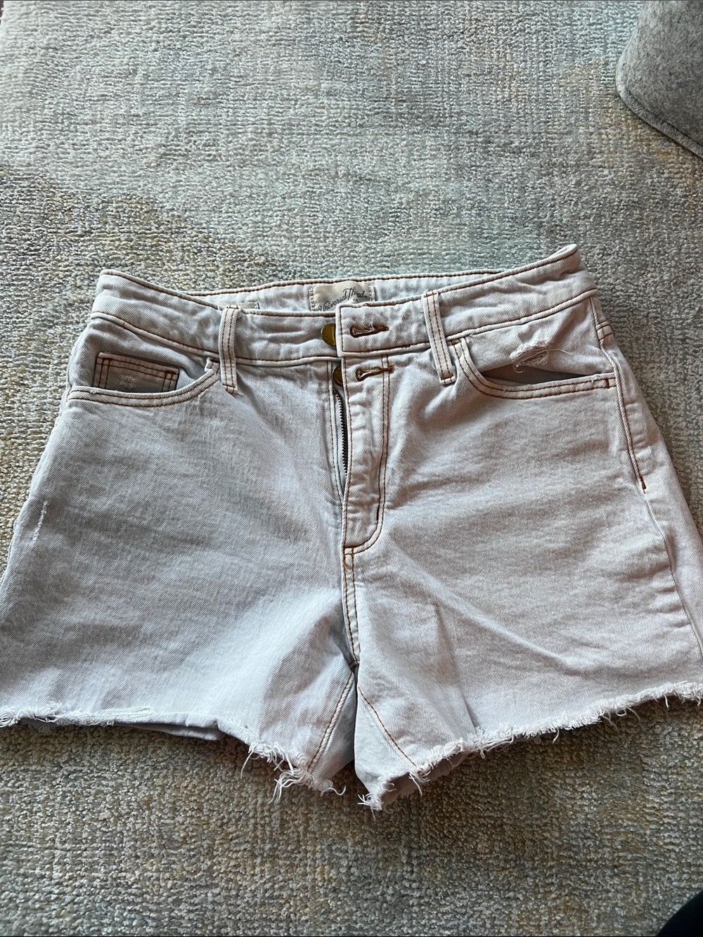 Universal Thread Light Beige High-Rise Frayed Hem Jean Shorts
